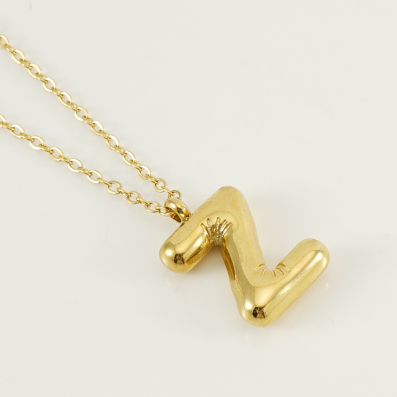 Or / Collier avec pendentif pour femme en acier inoxydable plaqué or 18 carats avec lettre Z simple, série 1 pièce Image26